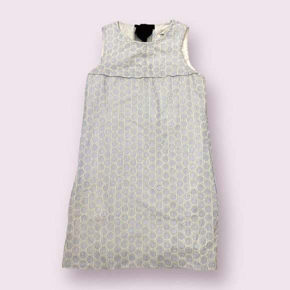 J. Crew Seersucker Sleeveless Eyelet Shift Dress with Ribbon Tie Back size 0 - Picture 5 of 11